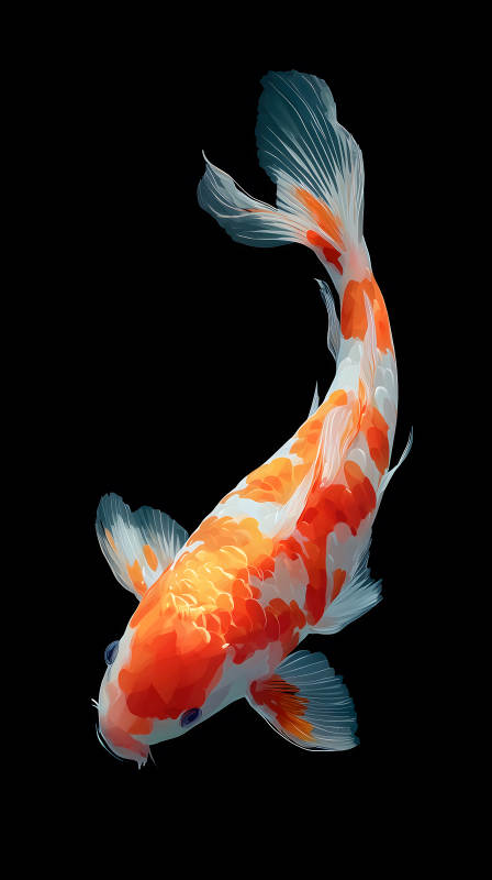 锦鲤水中游动姿态唯美-图片