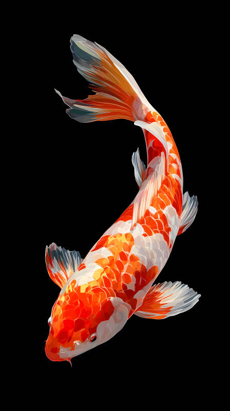 錦鯉遨游黑色背景-圖片
