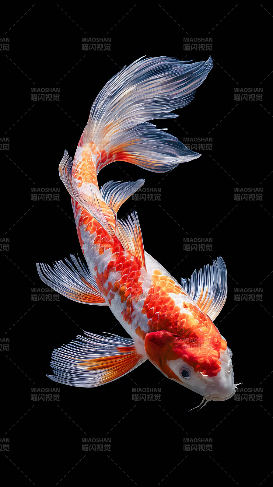 錦鯉悠游黑夜-圖片