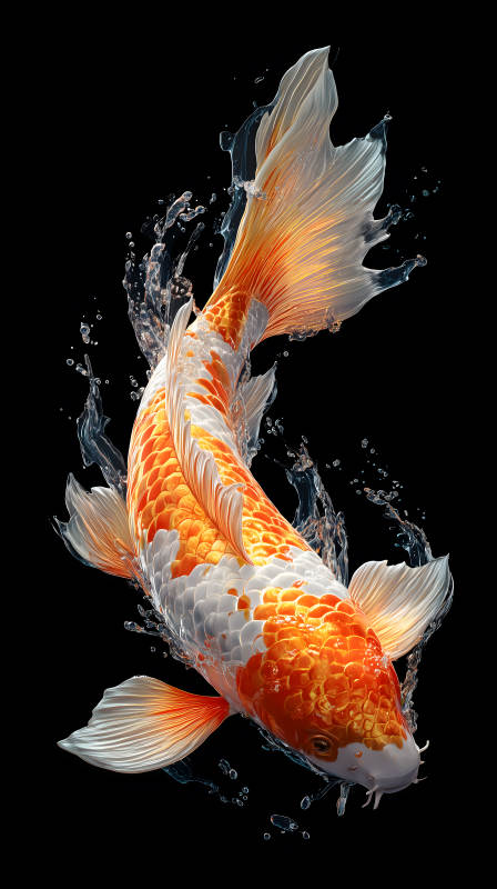 金魚躍動水花四濺之美-圖片