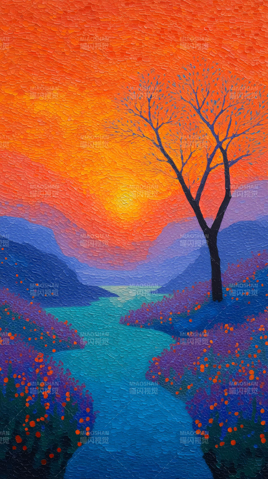 落日河谷唯美風(fēng)景畫-圖片