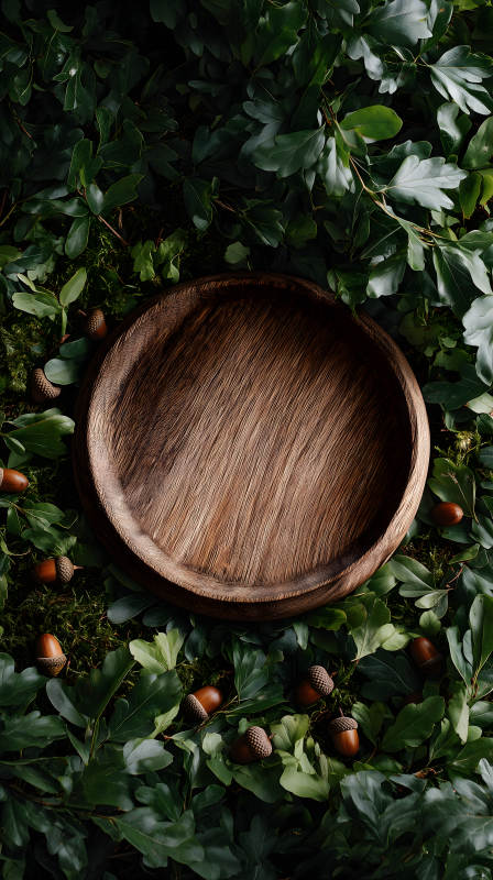 木盤與森林元素-圖片