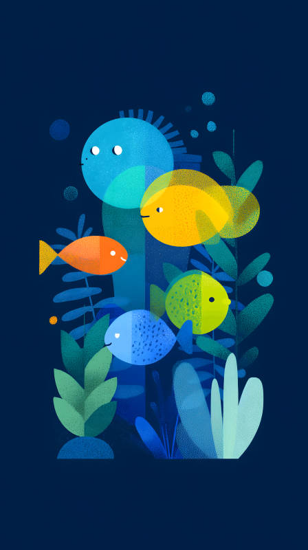 海底世界卡通魚群-圖片