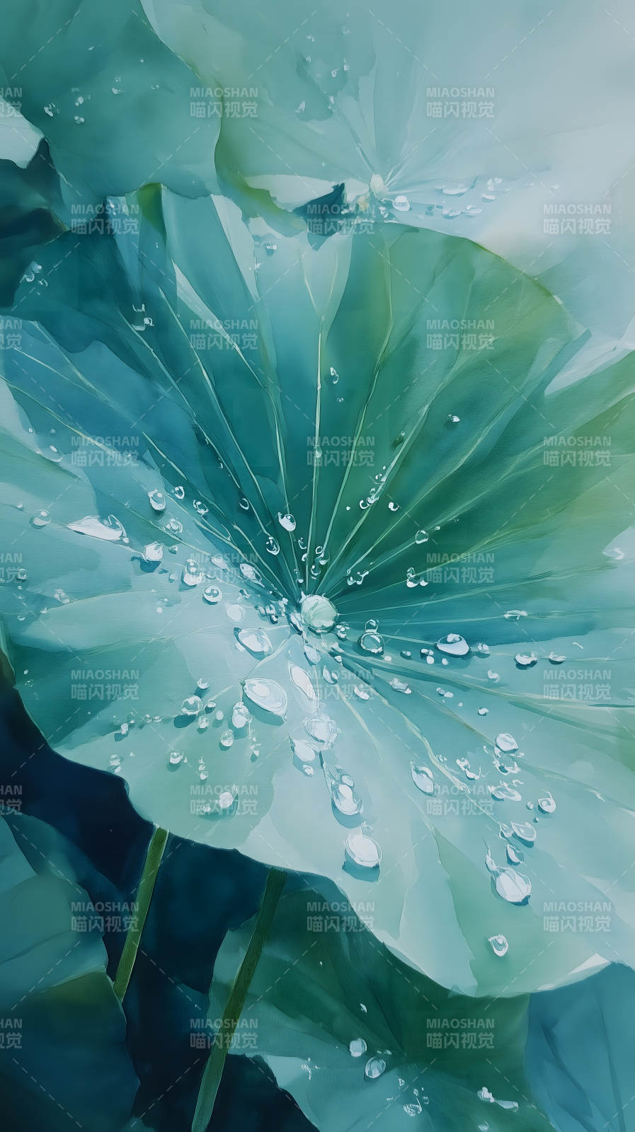 荷葉水珠晶瑩剔透-圖片