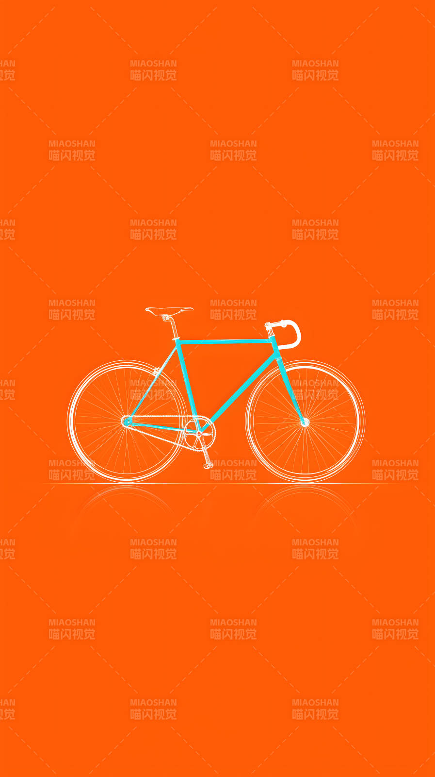 橙色背景自行车-图片