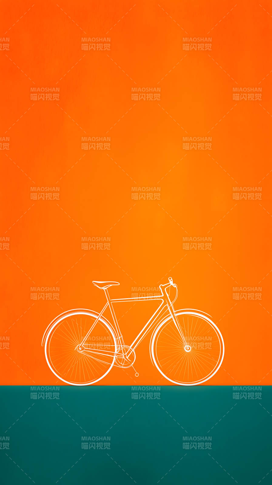 橙色自行车简约风-图片