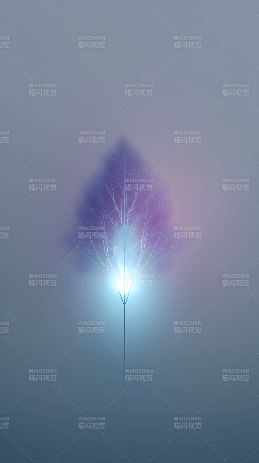 发光树木梦幻场景-图片