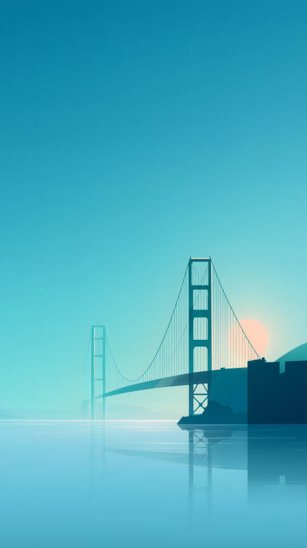 蓝调金门大桥唯美风景-图片