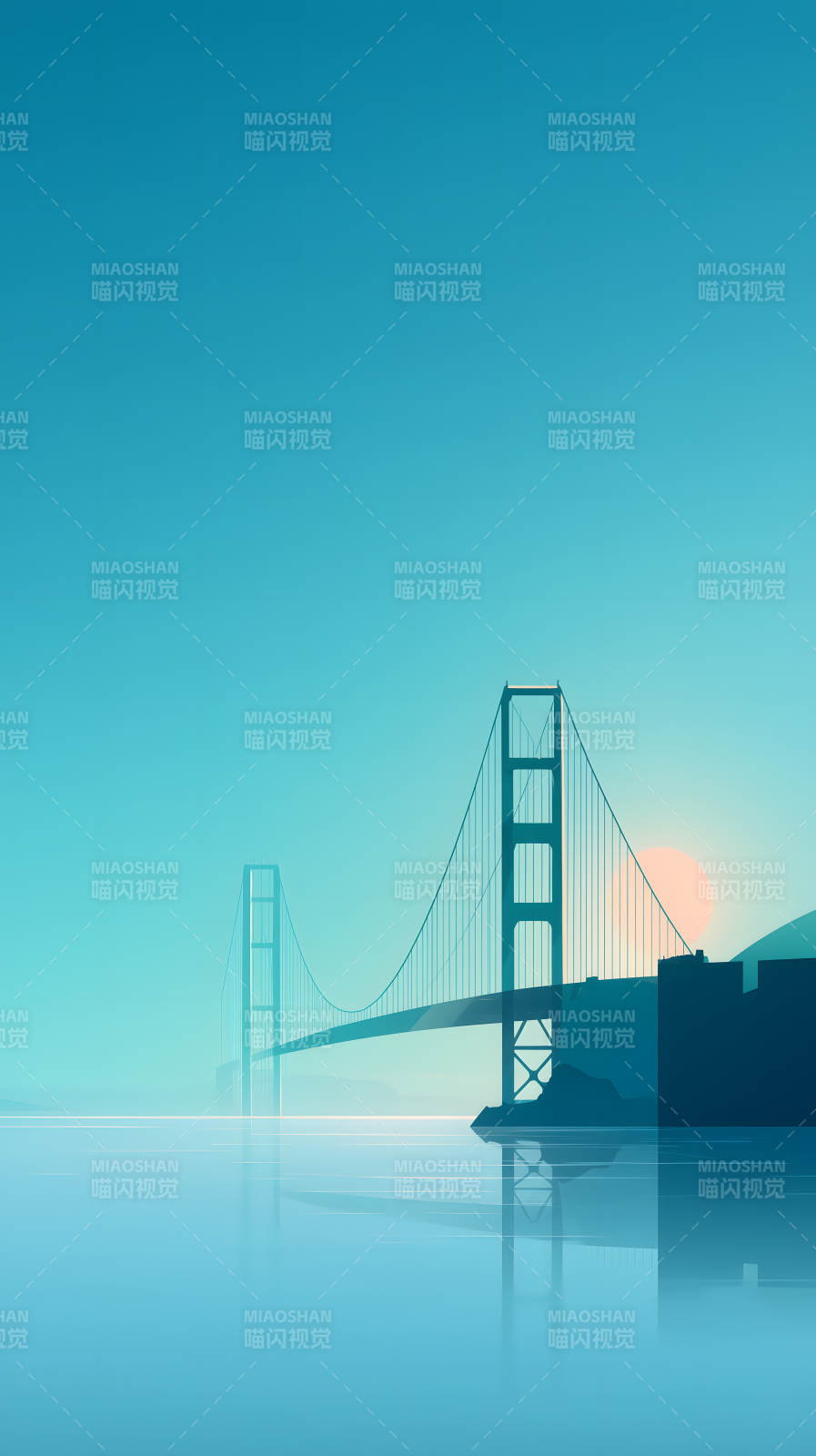 蓝调金门大桥唯美风景-图片