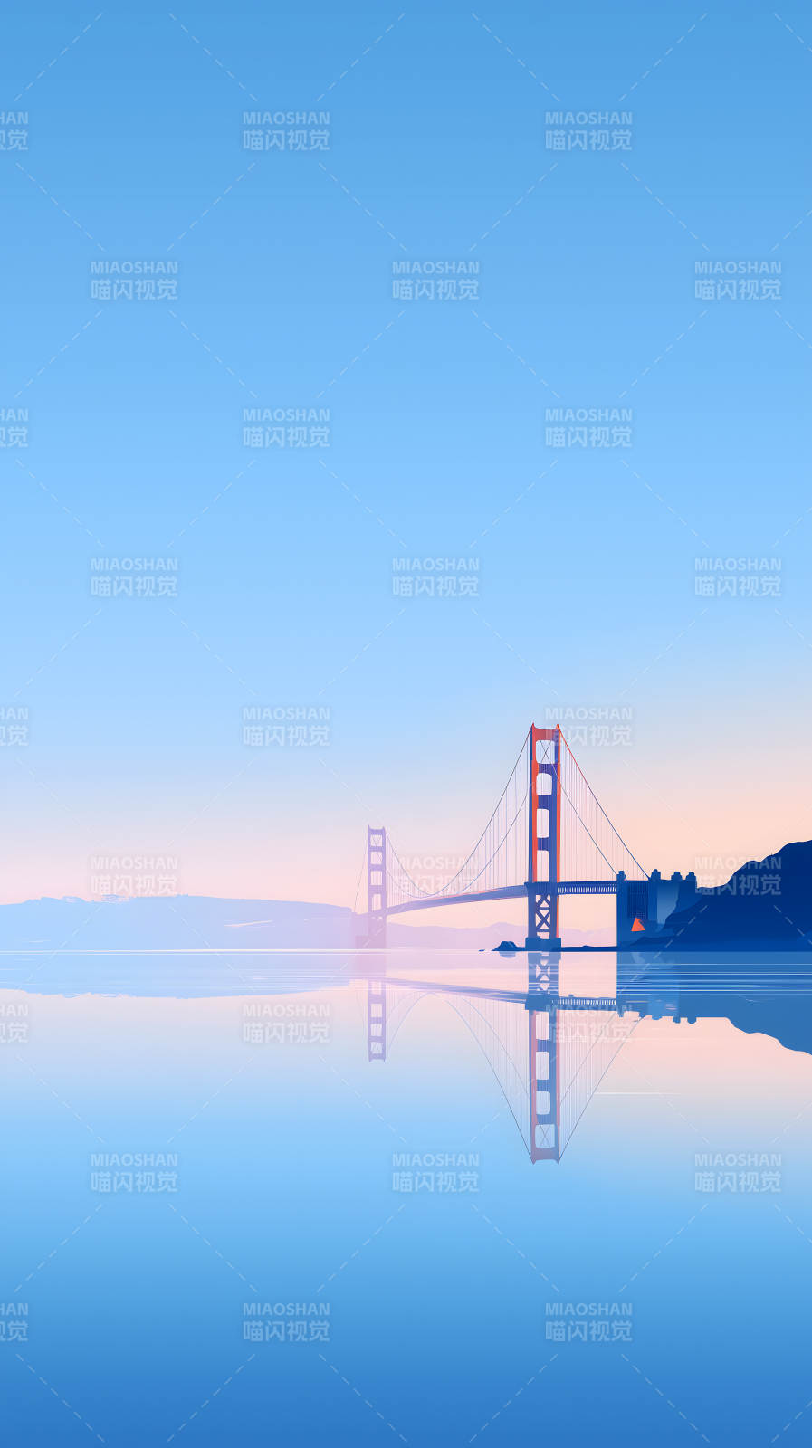 金门大桥水面倒影-图片