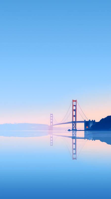 金门大桥水面倒影-图片