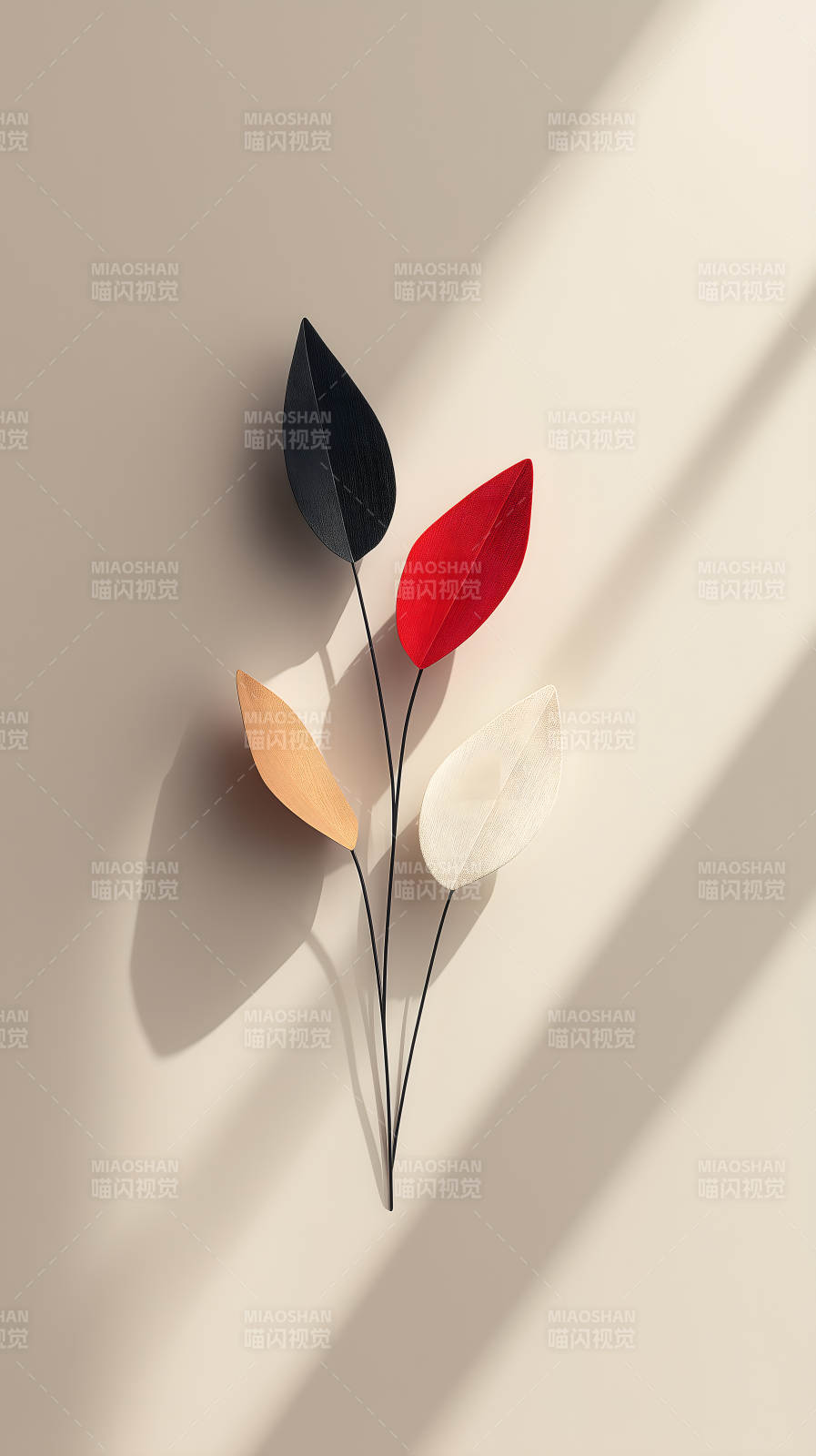 彩色叶子墙面装饰艺术-图片