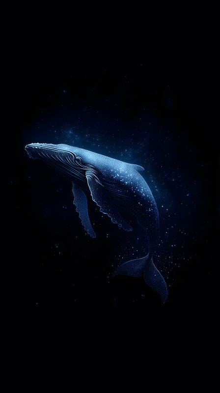 星空鯨魚遨游深海-圖片
