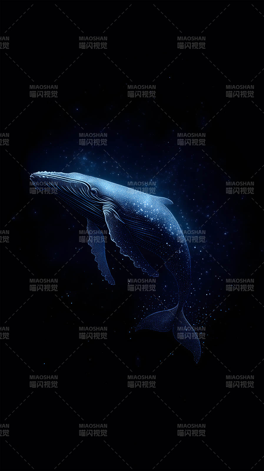 星空鯨魚遨游深海-圖片
