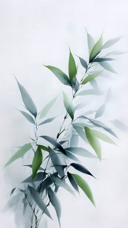 水墨竹葉清新淡雅-圖片
