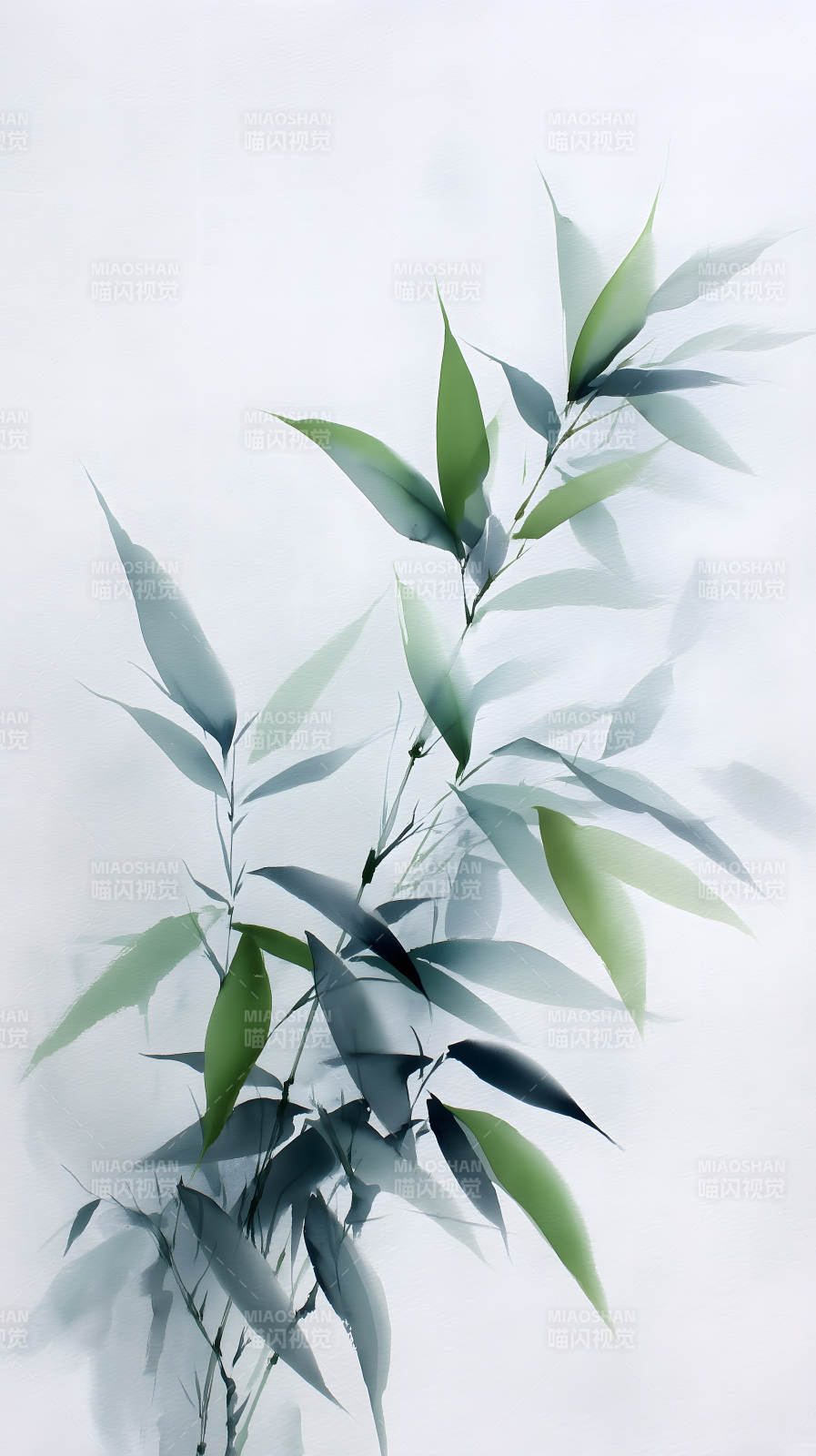 水墨竹葉清新淡雅-圖片
