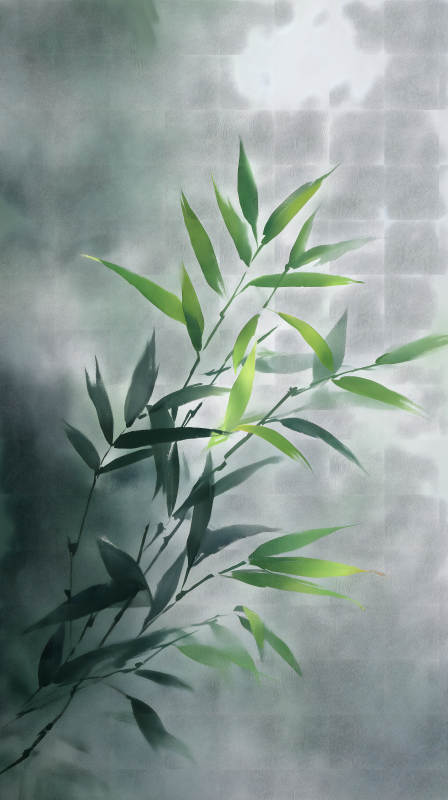 竹叶水墨画意境-图片