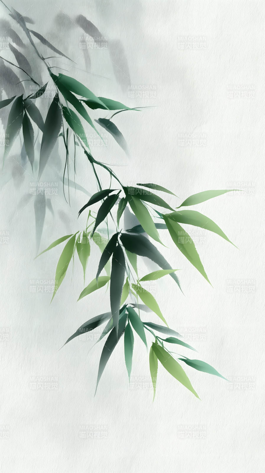 竹叶水墨画-图片