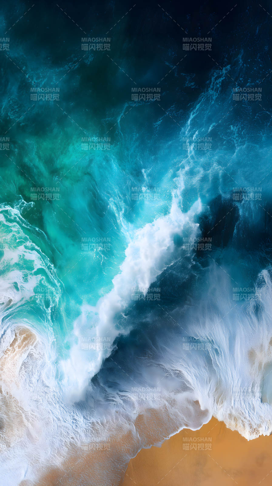 海浪拍打沙灘景色-圖片