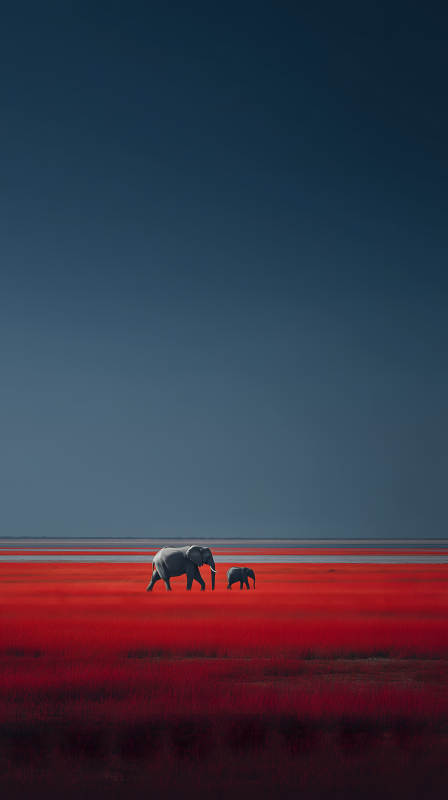 红原象群天地间-图片