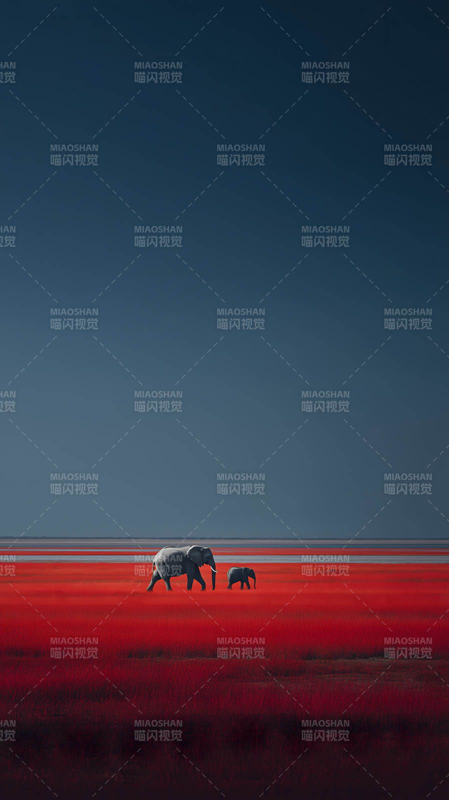 红原象群天地间-图片