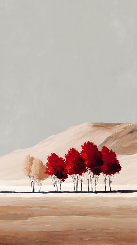 秋日红树简约风景-图片