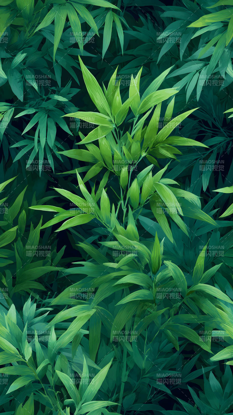 竹叶繁茂清新翠绿-图片