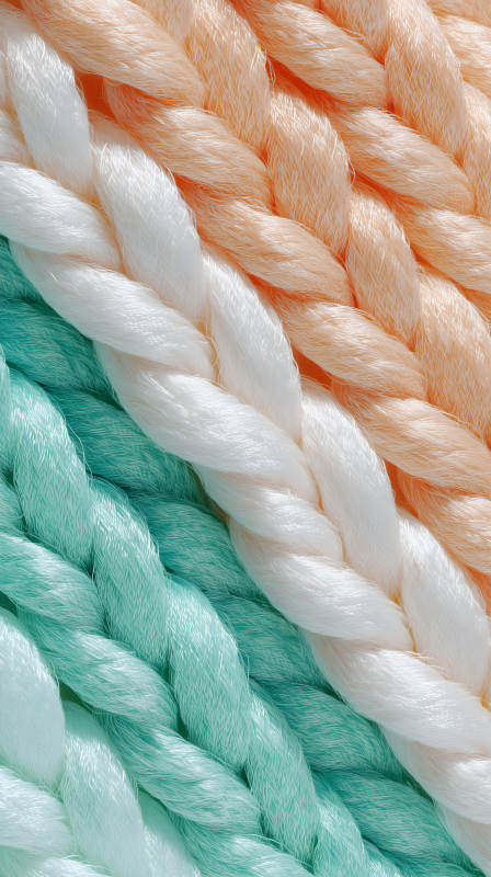 彩色编织绳索特写-图片