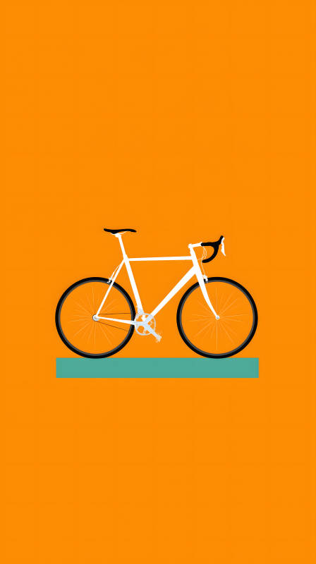 橙色背景上的白色自行車-圖片
