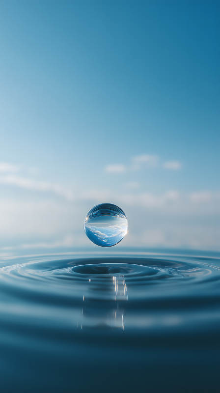 水滴倒影天空景象-圖片