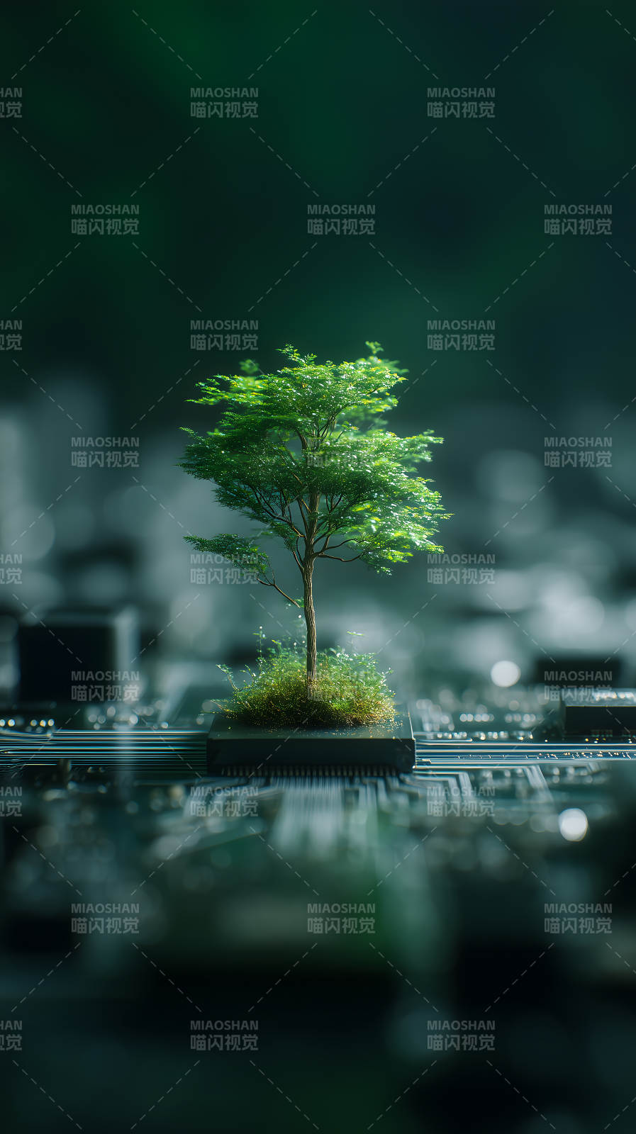 树木与电路板融合图片