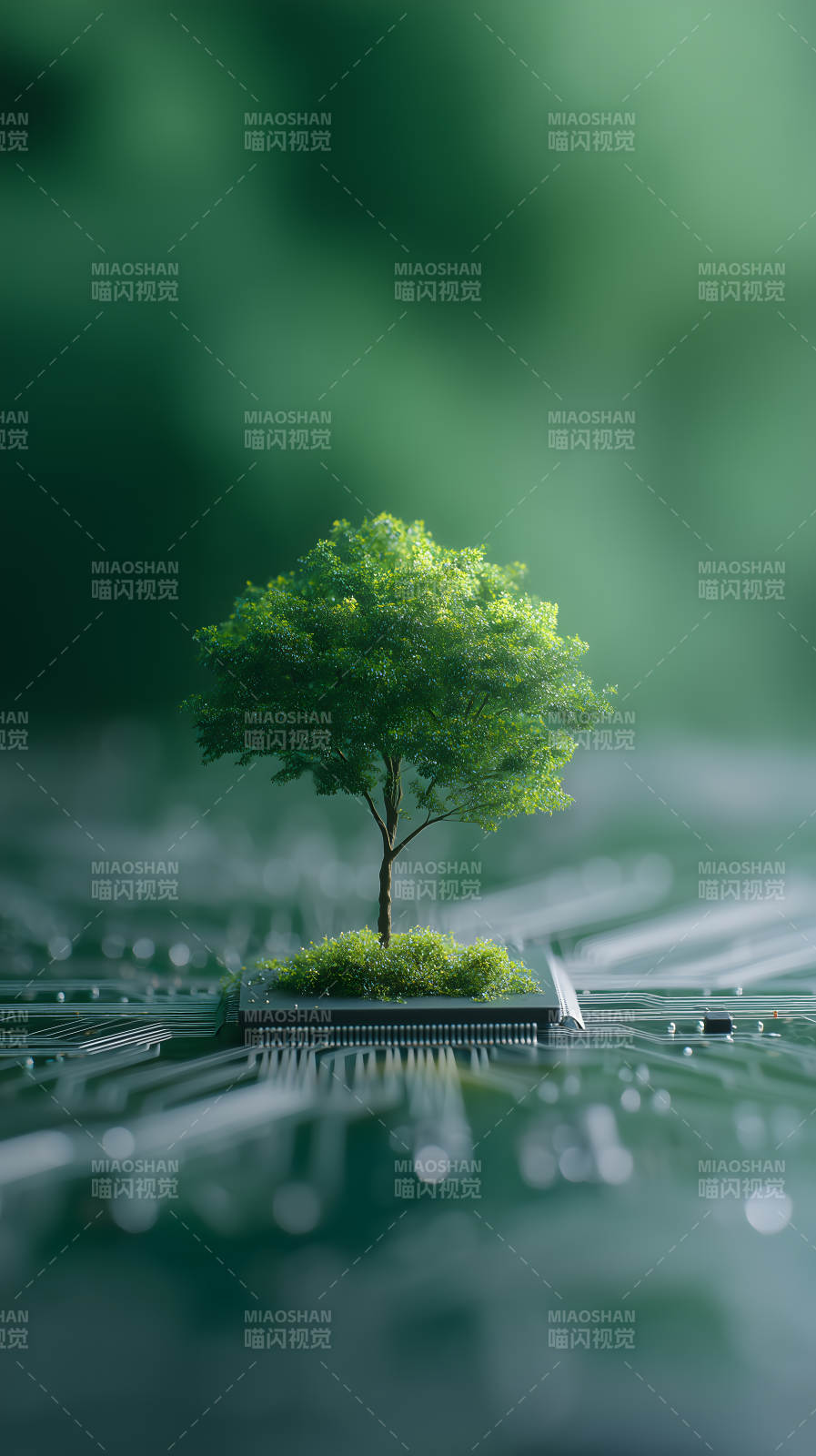 樹與芯片綠色科技-圖片