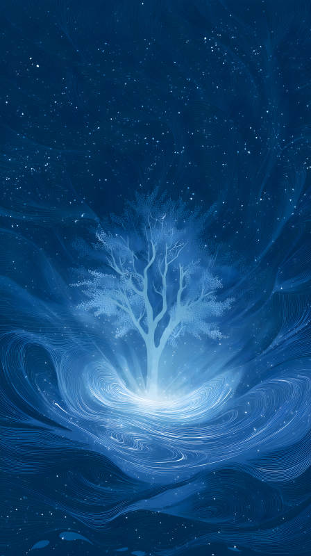 星空樹影夢幻藍調-圖片