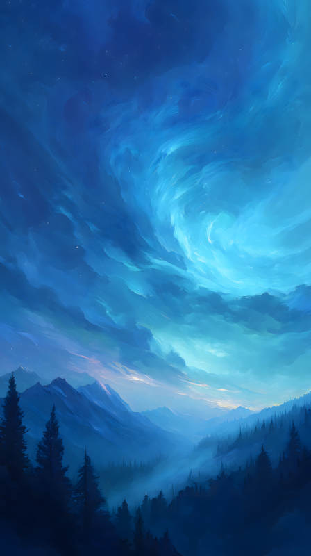 夜幕山林星空畫卷-圖片