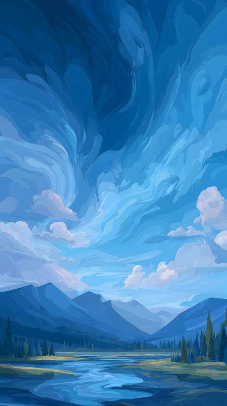 天空山河景色優美-圖片