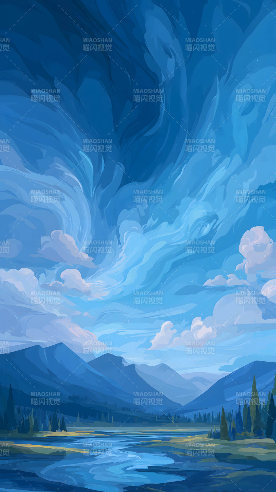 天空山河景色優美-圖片