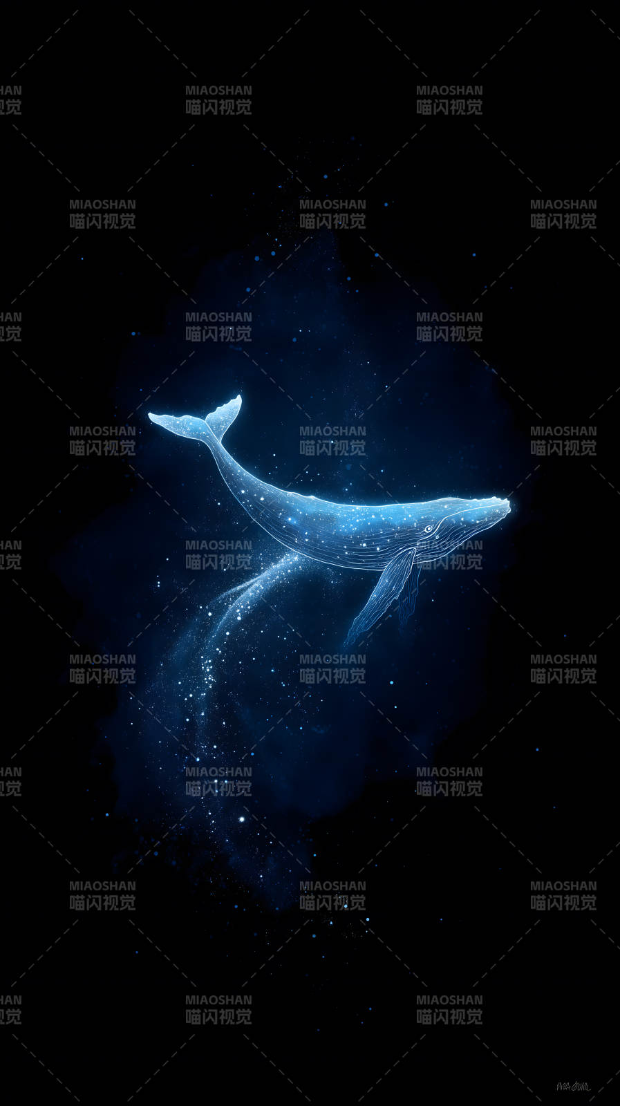 星空鯨魚夢幻圖景-圖片