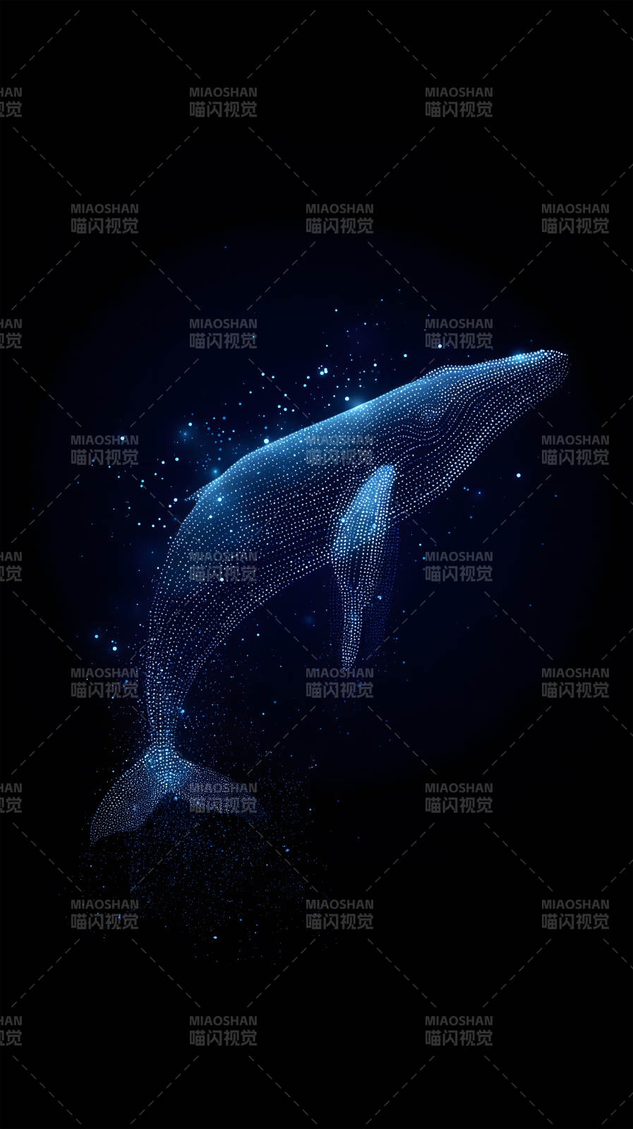 星光鯨魚深藍夜空-圖片