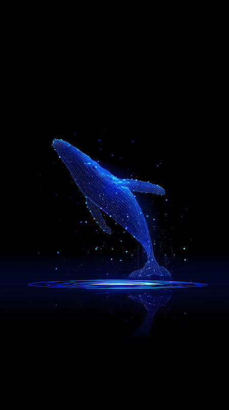 藍鯨躍出水面虛幻場景-圖片