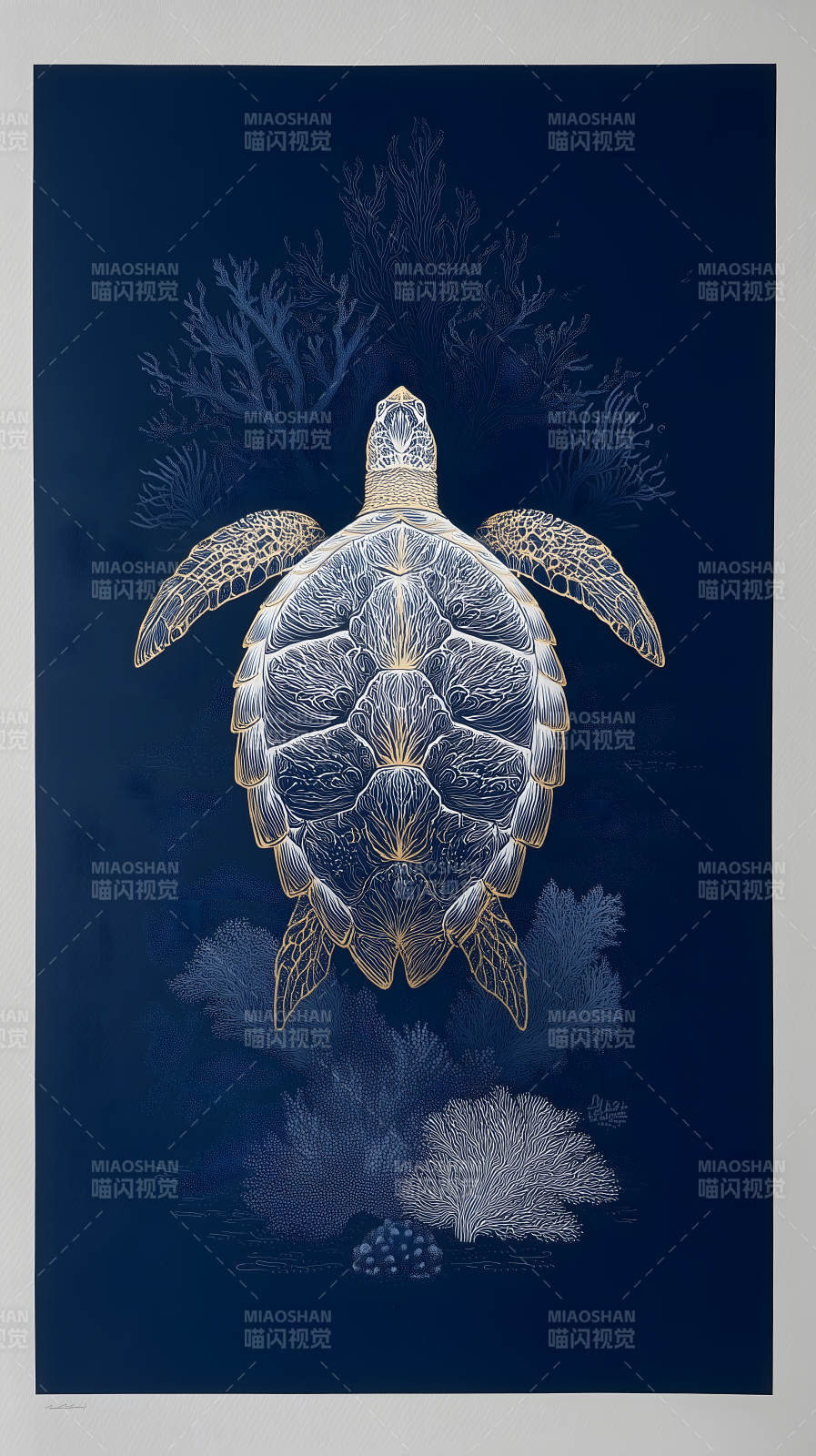 海龜遨游藍色深海-圖片