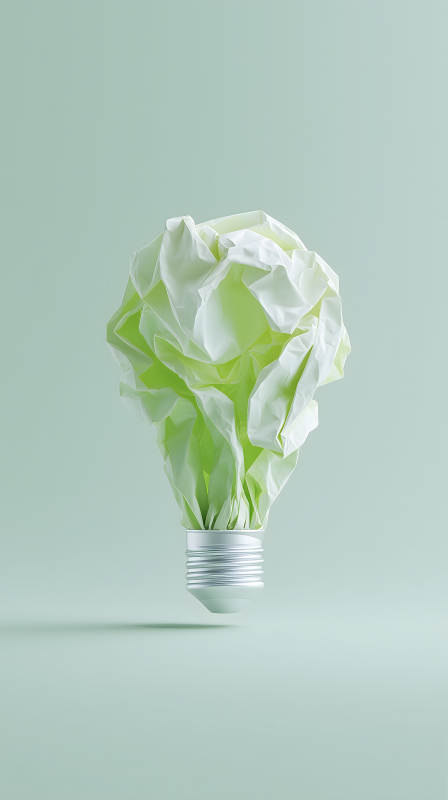 創意燈泡綠色紙團-圖片