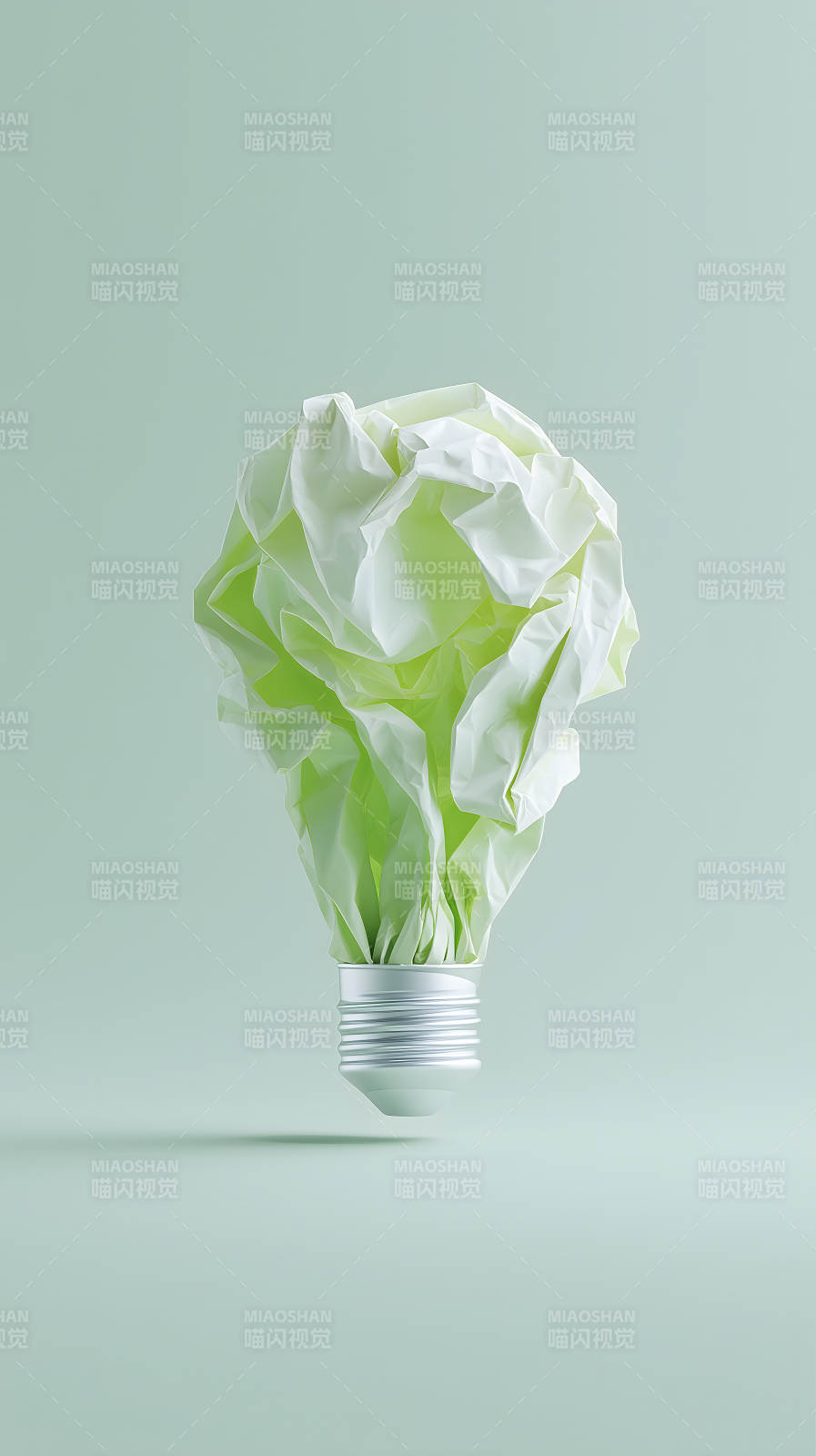 創意燈泡綠色紙團-圖片