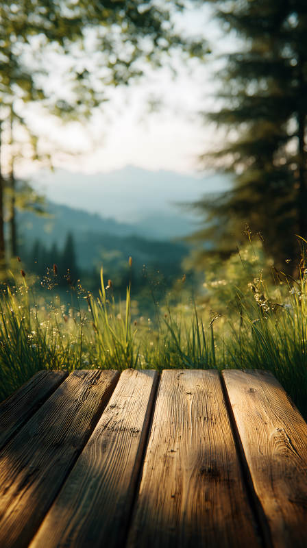 木板山景清新自然-圖片