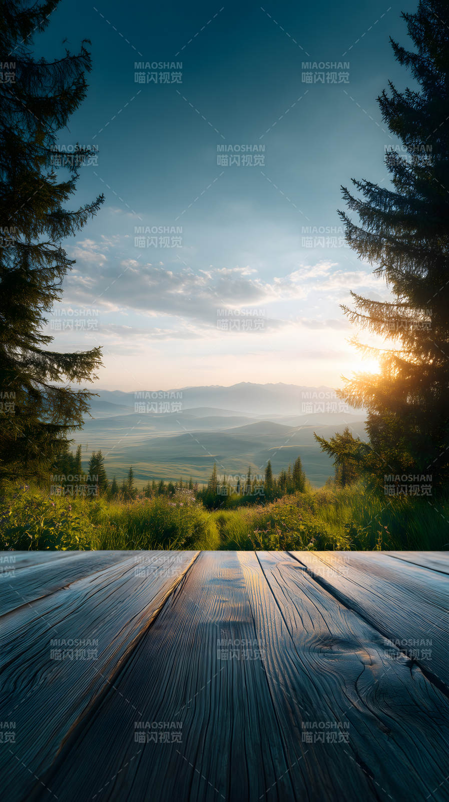 山川美景木板前景-圖片