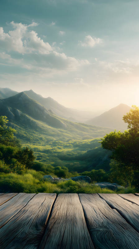 山林风光鸟瞰木板-图片