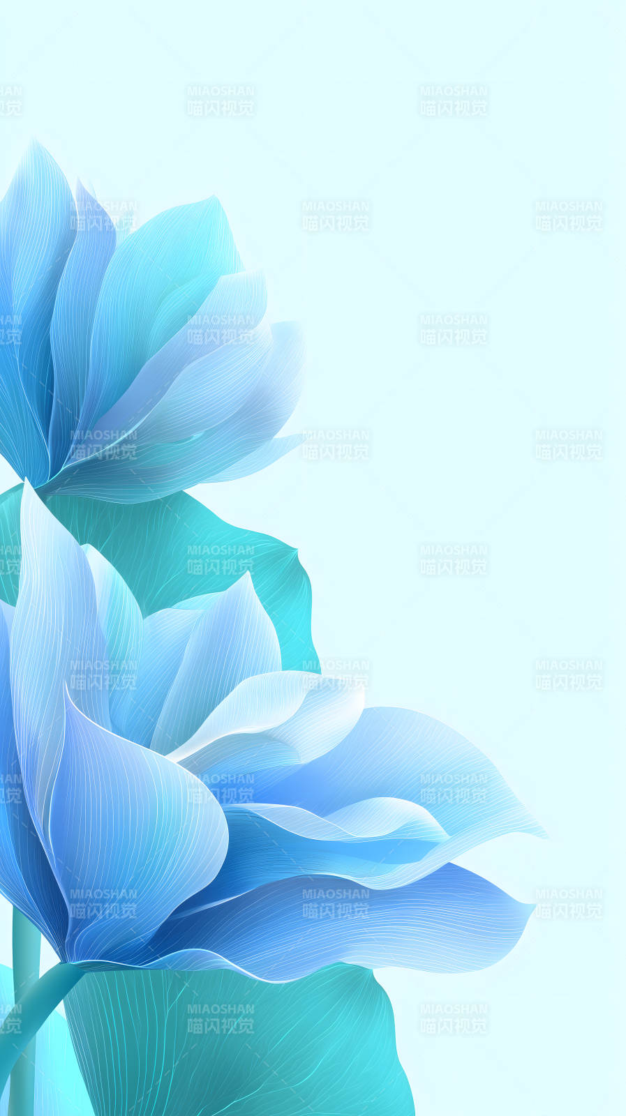 藍色花朵綻放清新-圖片