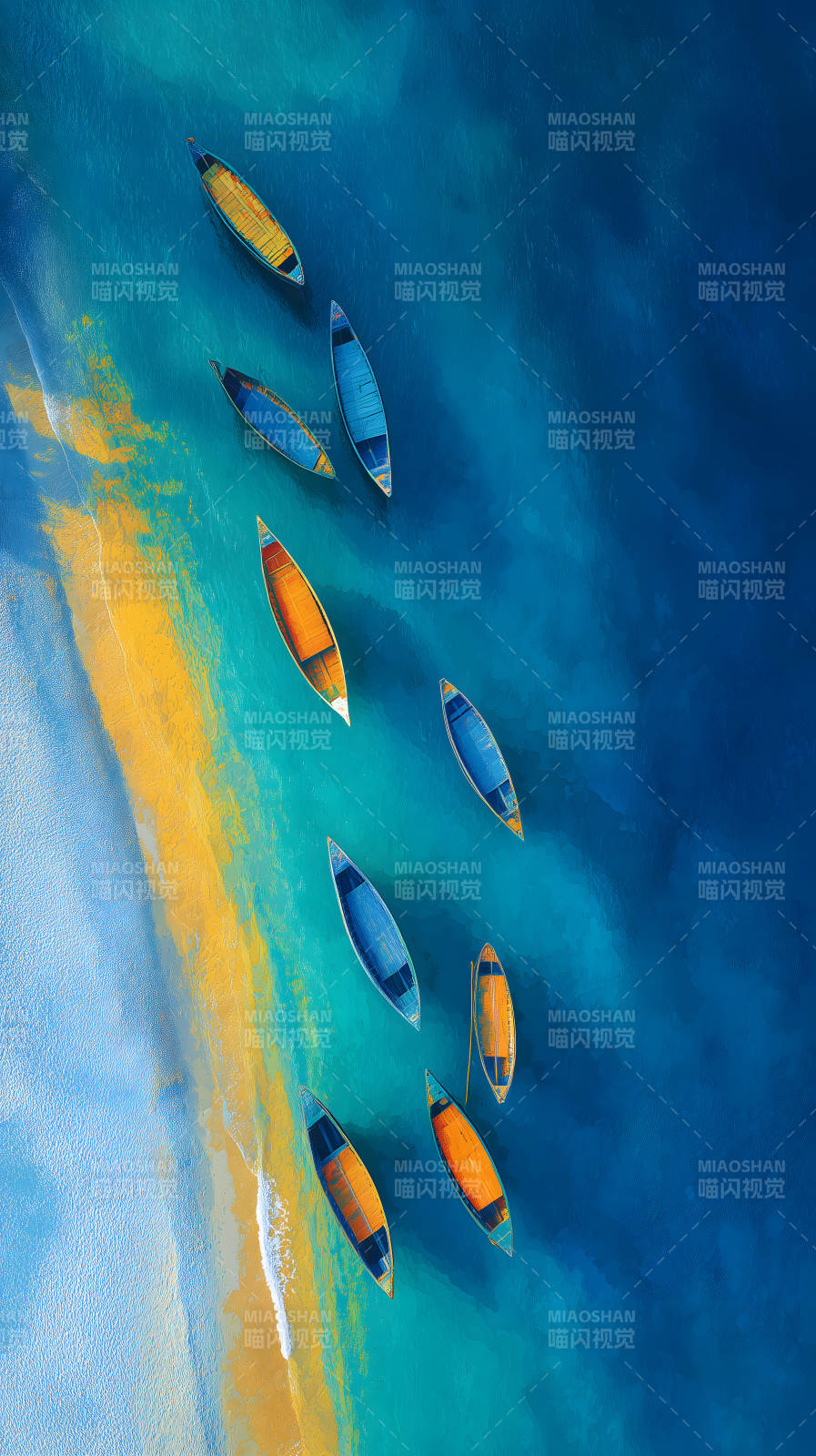 海面小舟絢麗風(fēng)景-圖片