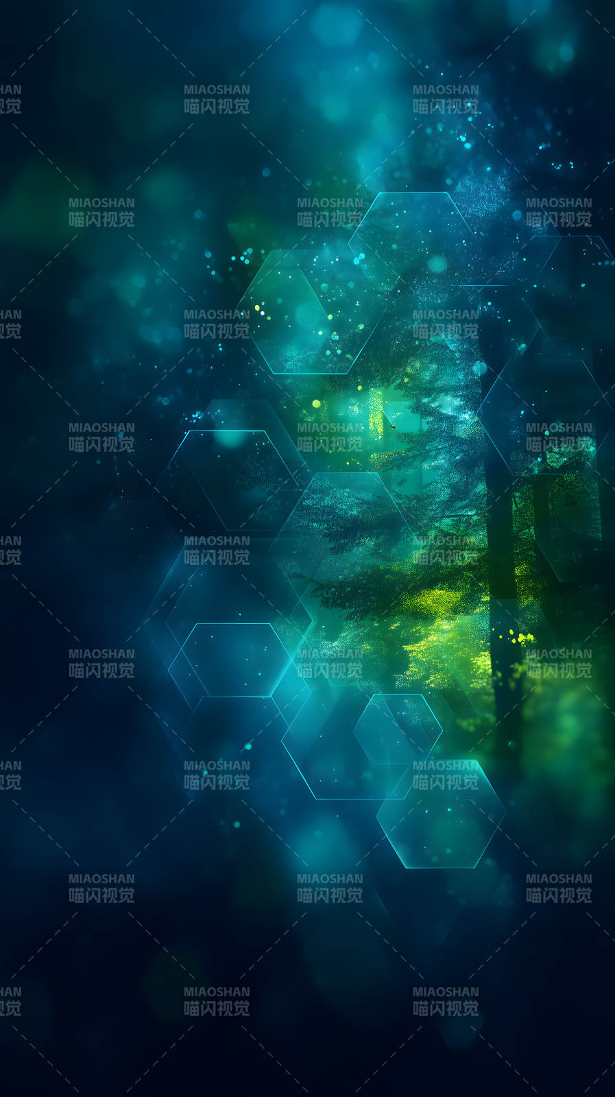 深邃藍(lán)色科技森林-圖片