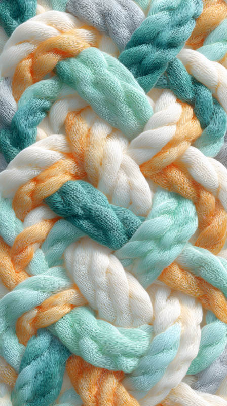 編織繩索紋理交織色彩鮮艷-圖片