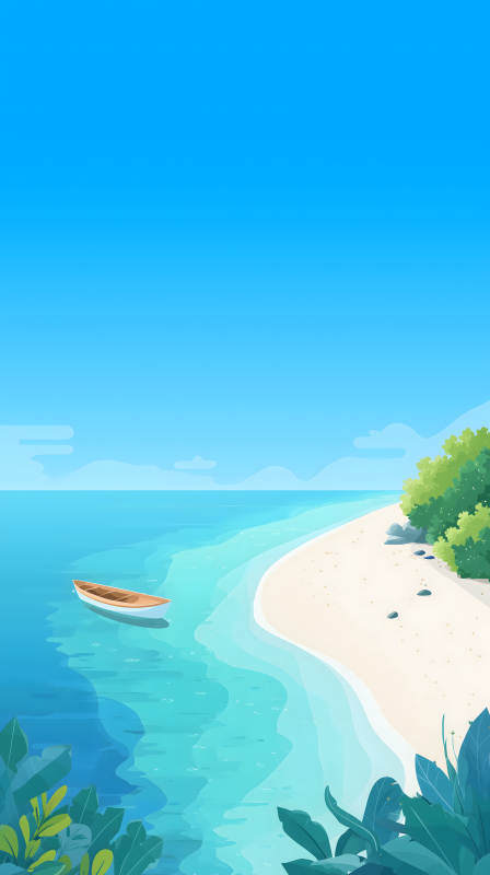 海灘小船風景優美-圖片